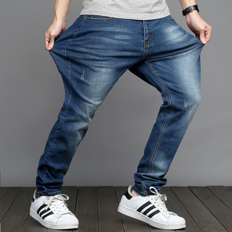 Men's jeans plus fat plus size men's spring and summer elastic fat fat men's pants thin long pants wholesale