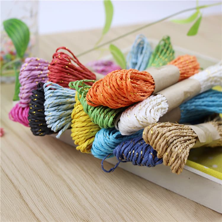 12 Options Wholesale 10m Double-strand Gold Thread Paper Rope DIY Colored Handmade Rope Paper Rope Gift Box Packaging String