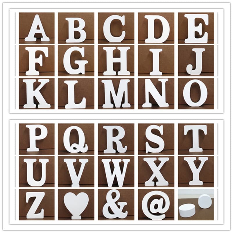 White Wooden English Letter and Number Decoration for Home, Wedding Decoration, Photography Props, Factory Direct, In Stock