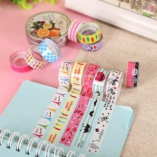 Korean Style Creative Cartoon Small Tape Handmade DIY Colorful Office Supplies Kawaii Tape Stationery Prize Wholesale
