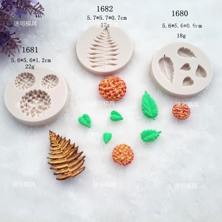 Fondant Silicone Mold Forest Green Leaf Silicone Fondant Mold Leaf Stamen Baking Mold Wholesale
