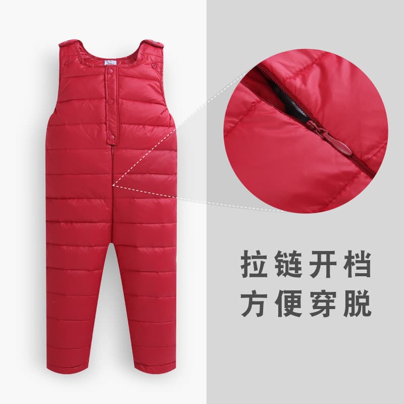 Kids' Thick Down Pants for Outdoor Wear 2021 Winter New Style Boys Girls Overall Pants Baby Down Bib Pants