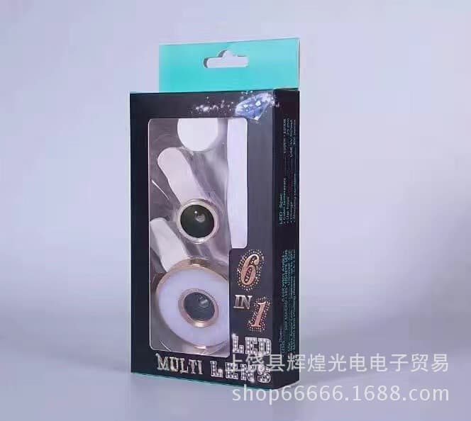 Six-in-One Fill Light External Lens Wide-Angle Macro Fisheye Mobile Phone Lens Three-in-One Fill Light