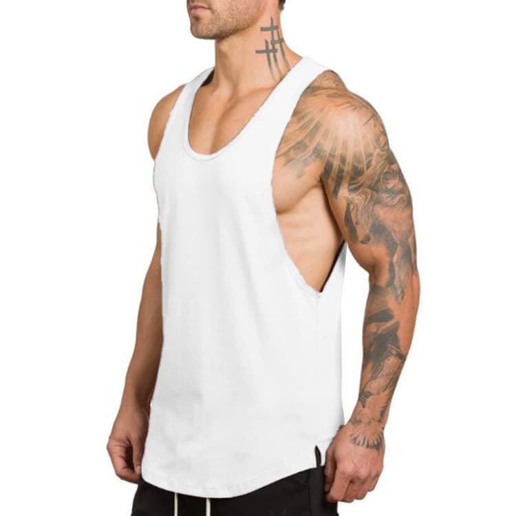 Foreign trade men's clothing, men's bodybuilding and fitness vest, solid color summer V-neck comprehensive training sports base shirt