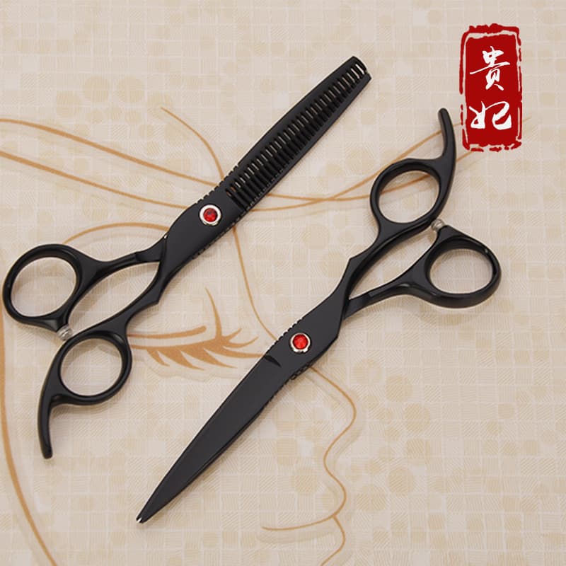 [Porcelain Scissors] Guifei 6-inch inclined handle hairdressing and barbering scissors wholesale flat-tooth bangs scissors porcelain scissors