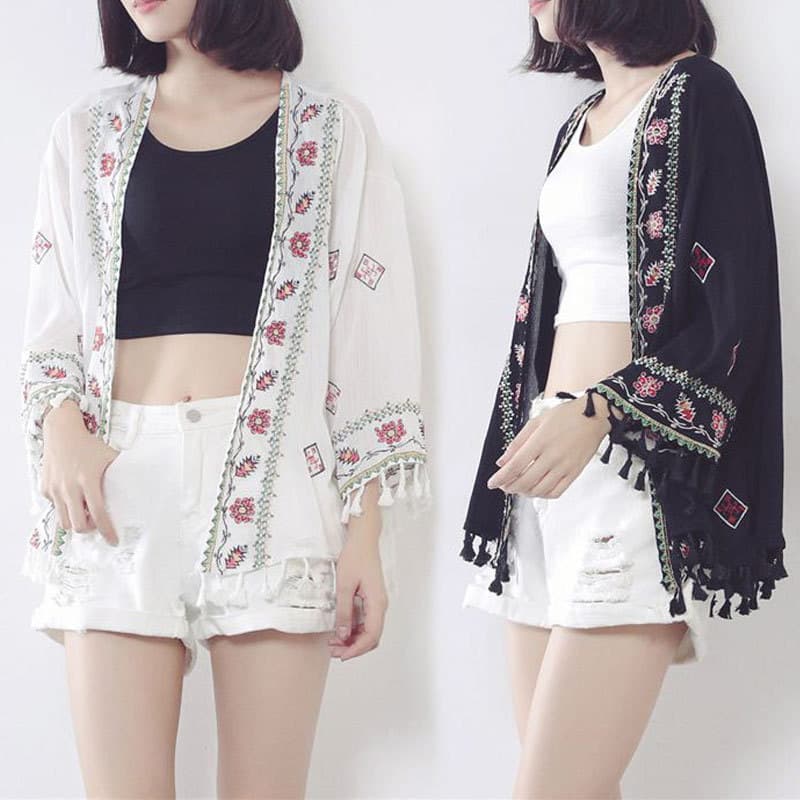 Women's Beach Sun Protection Cardigan Long Resort Style Top Sun Protection Open Front Swimsuit Cover Up Thin Summer Jacket
