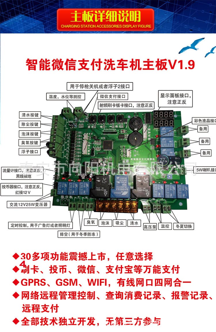 Self-service car wash machine, car wash machine payment module, vending machine payment GPRS module
