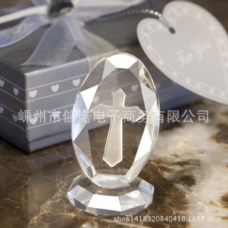 Drop shipping European creative wedding return gift crystal gift Oval crystal cross ornament crystal paperweight
