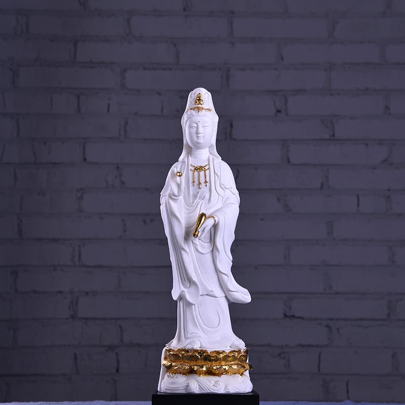 Sculpted Sandstone Guanyin Buddha Statue Resin Craft Creative Home Decoration Ornament Custom Processing