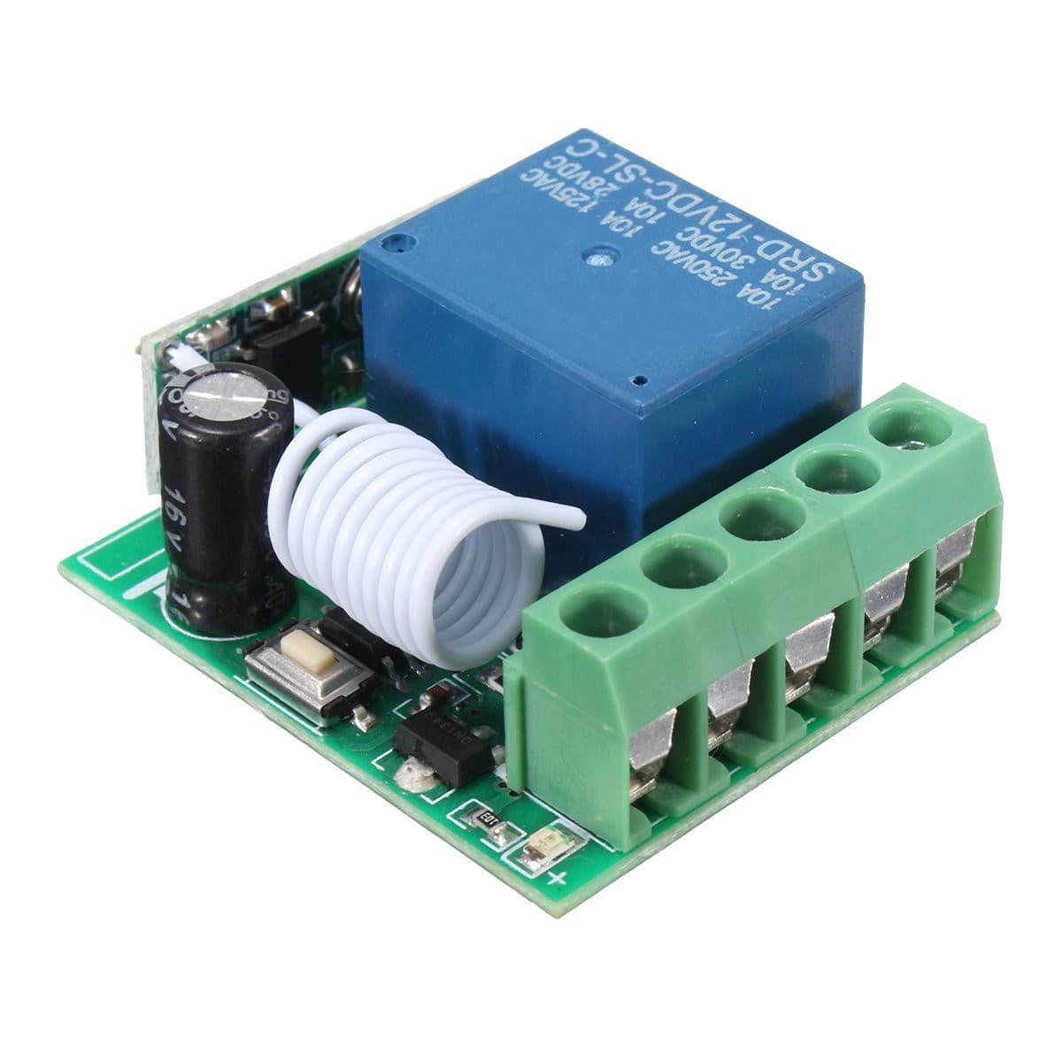 DC 12V single-channel wireless switch control board, remote relay with momentary, self-locking, and interlocking functions, 433.92MHz.