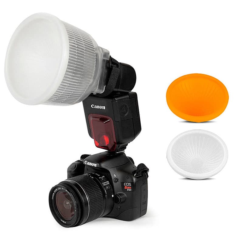 Neutral Bowl Lamp Compatible Cartoon Soft Light Cover Bowl-Shaped Flash Light Cover Three-Piece Set Orange/White Slr Accessories
