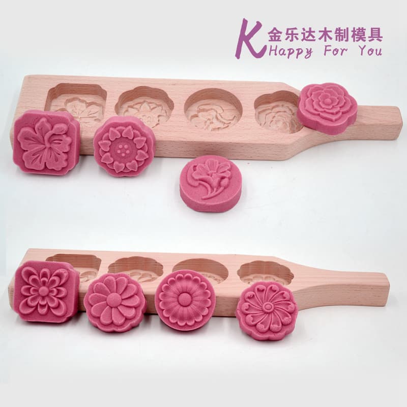 Wooden Baking Mold for Noodles, Mooncakes, Green Bean Cake, Pumpkin Pancake, Various Styles Steamed Bun Mold Kitchen Tools