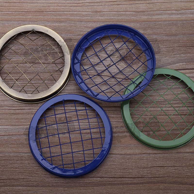 (Factory Wholesale) High Quality Mason Jar Cap Cover Spray Paint Plating Wide Mouth Mesh Cover 100#