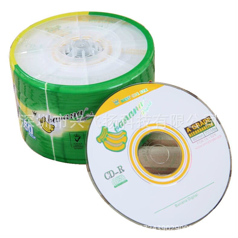 Banana CD-R Discs Banana King CD 52X 700MB Blank Discs Platinum Recordable Discs 50-Pack