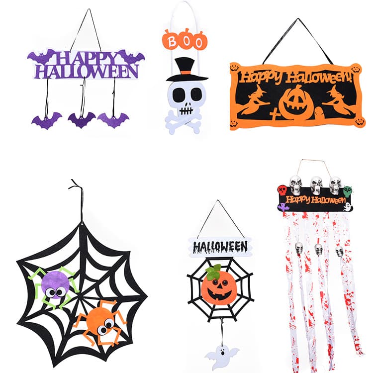 Halloween decoration hanging flag creative skull pendant non-woven door hanging ghost pumpkin spider pendant wholesale