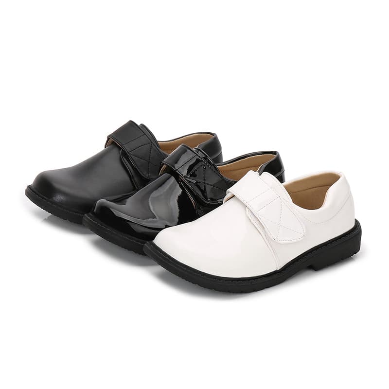 Boys Black and White Leather Shoes 2025 Spring Autumn New Style Baby Dress Shoes Student Primary and Middle School Performance Children's Flats