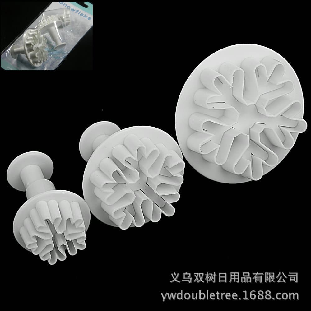 DIY Fondant Cake Mold Tool 3pcs Coarse Snowflake Fondant Spring Stamp Press Mold Cutter Cookie Mold OPP Simple Packaging