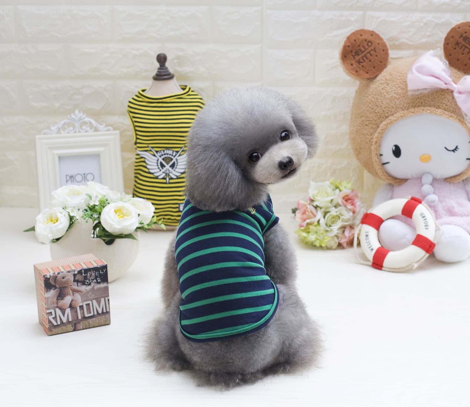 Pet Clothes Dog Apparel Pet Dress Pet Vest Three-Color Striped Vest