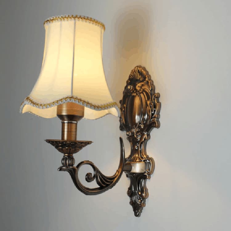 Simple and stylish fabric wall lamp, bedroom bedside wall light, living room hallway LED European-style antique wall lamp