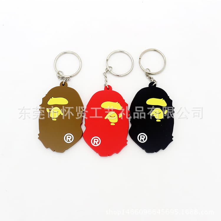 Trendy brand bape Harajuku street style trendy PVC soft rubber keychain Anyi Ape keychain ring pendant