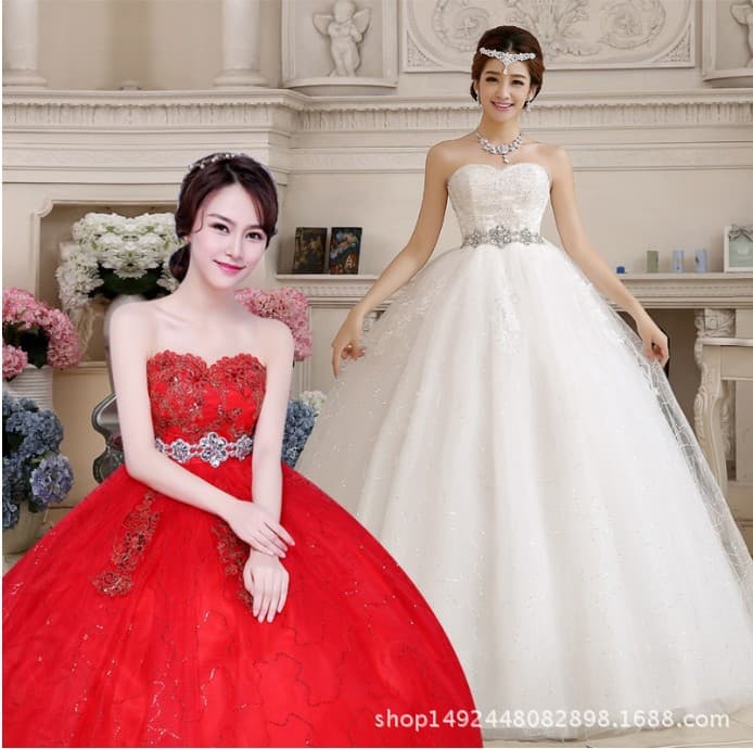 High-Waist Korean Floor-Length Red Wedding Dress Slimming Maternity Bridal Gown 2026 New Korean Style Plus Size