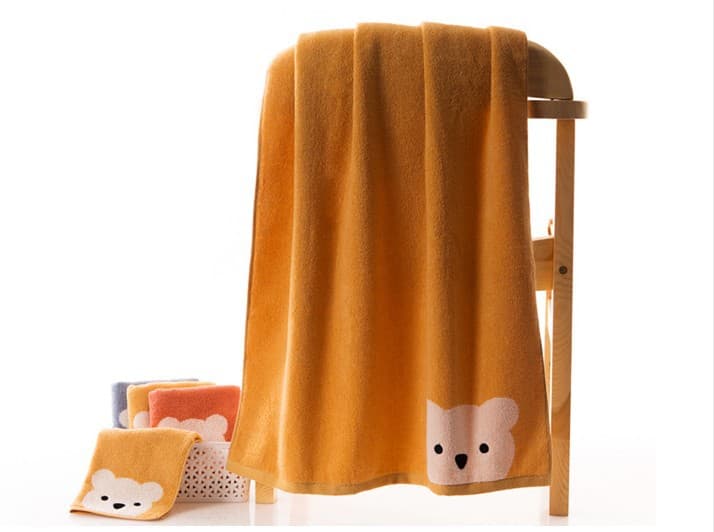 KingShore Bath Towel Cartoon Pure Cotton Adult Bath Towel Twist-Free Soft Absorbent Bear Pattern Pure Cotton Baby Bath Towel