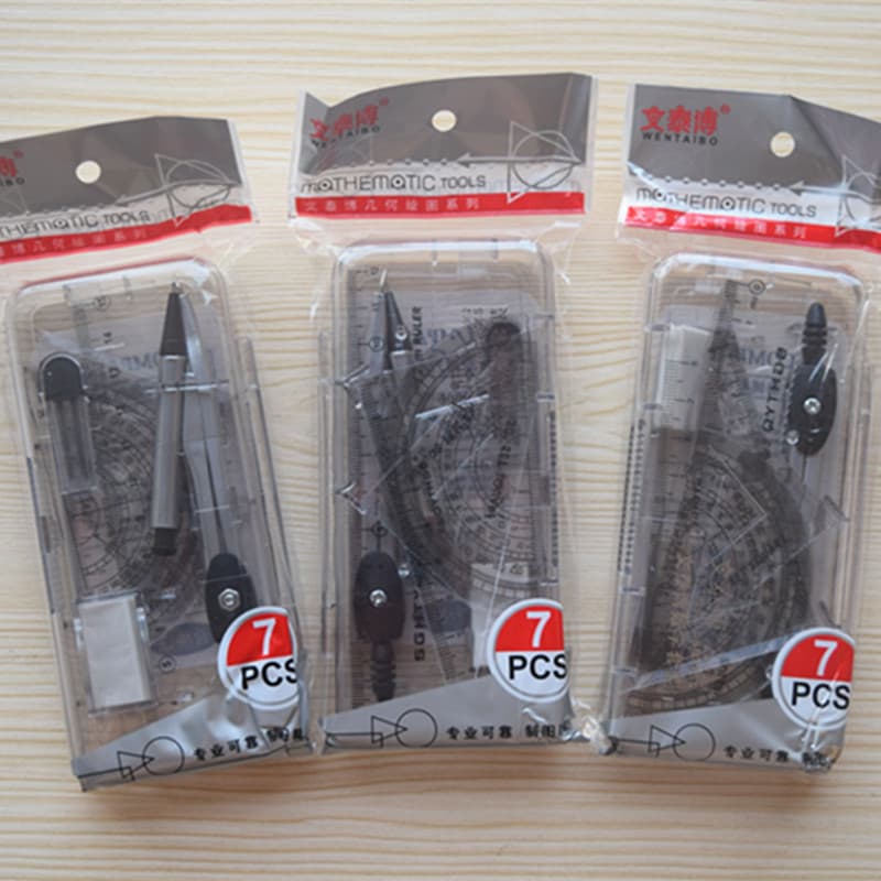 Wholesale Model 2902 Compass Set Complete with Ruler, Automatic Lead, Eraser, Drawing Tools Student Stationery