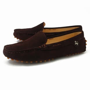 Brown Full Leather Loafers Cowhide Upper Pigskin Lining Cowhide Sole Casual Women's Driving Shoes