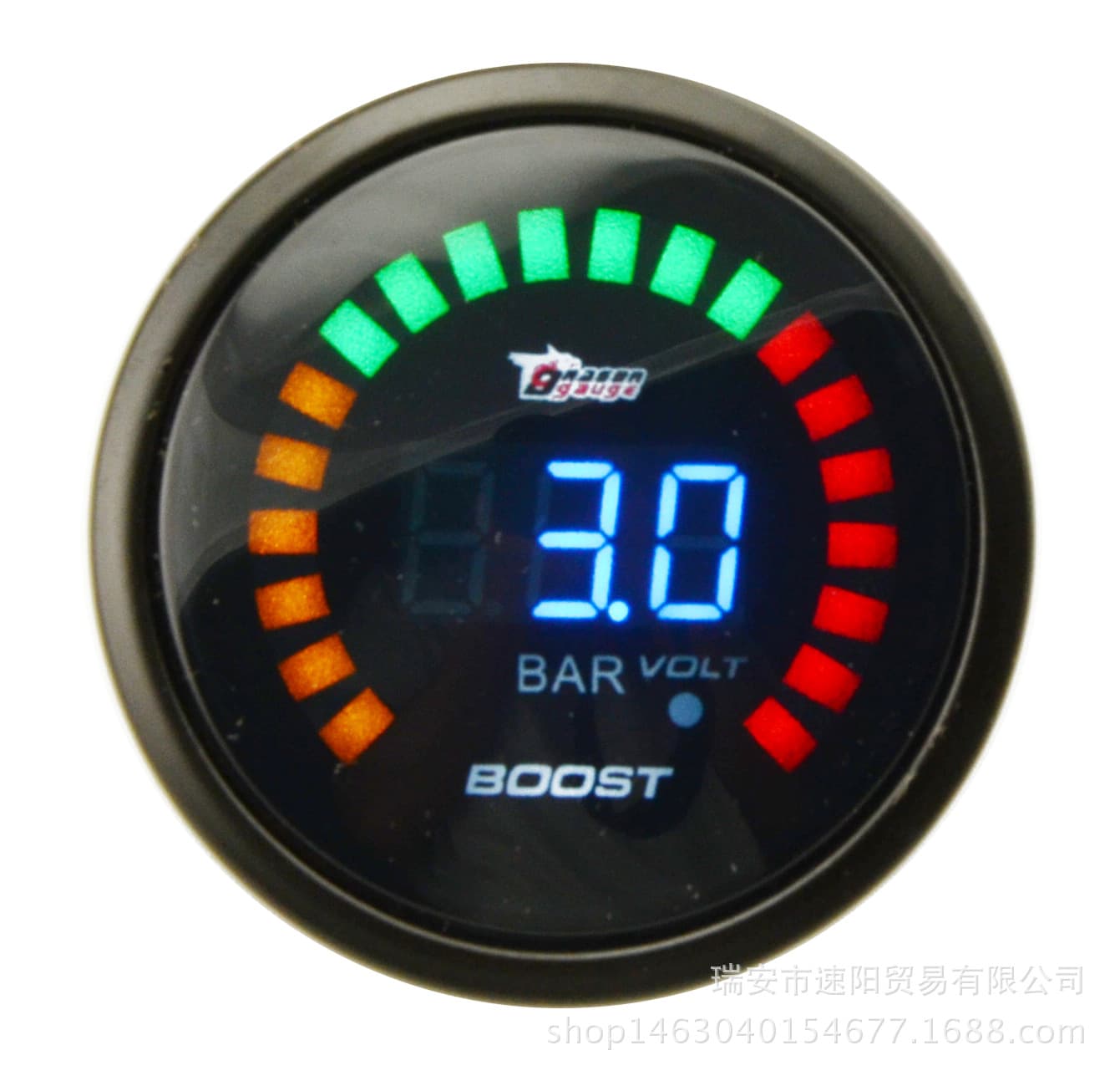 2-inch 52MM light mirror surface digital 20 LED blue light boost gauge turbo gauge BAR modified vehicle gauge