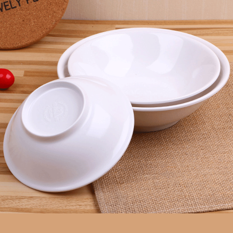 White Sharp-Bottomed Reverse-Mouth Melamine Porcelain Bowls for Commercial Use Breakfast Soup Dumpling Noodles And Soup Bowls