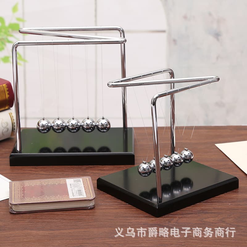 N-Shaped Solid Wood Newton's Cradle Billiard Bouncing Ball Science Cradle Balance Ball Desktop Stress Relief Decor