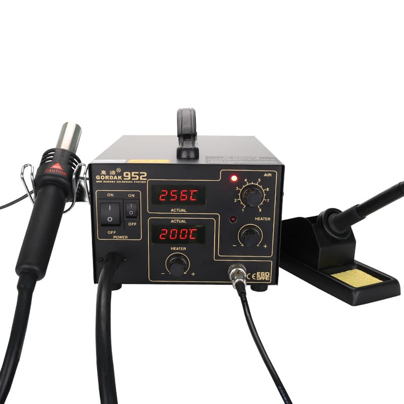 GORDAK 952 Dual Digital Display 2-in-1 Hot Air Rework Station Straight Air Hot Air Gun IC Desoldering BGA Motherboard Repair