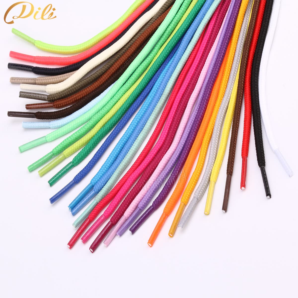 Selected 07 in-stock 16-strand round shoelaces, 5mm green and purple colored, 31 styles of round shoelaces, 5mm thick.