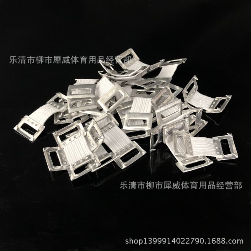 Elastic band aluminum buckles, white stretch strap fasteners, fixed hook adjustable buckles, rubber band aluminum clasps