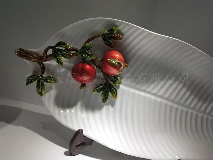 Alloy Creative Enamel Pomegranate Dinner Plate Ceramic Vase Premium Handmade Oil-Drip Craft Gift Customization