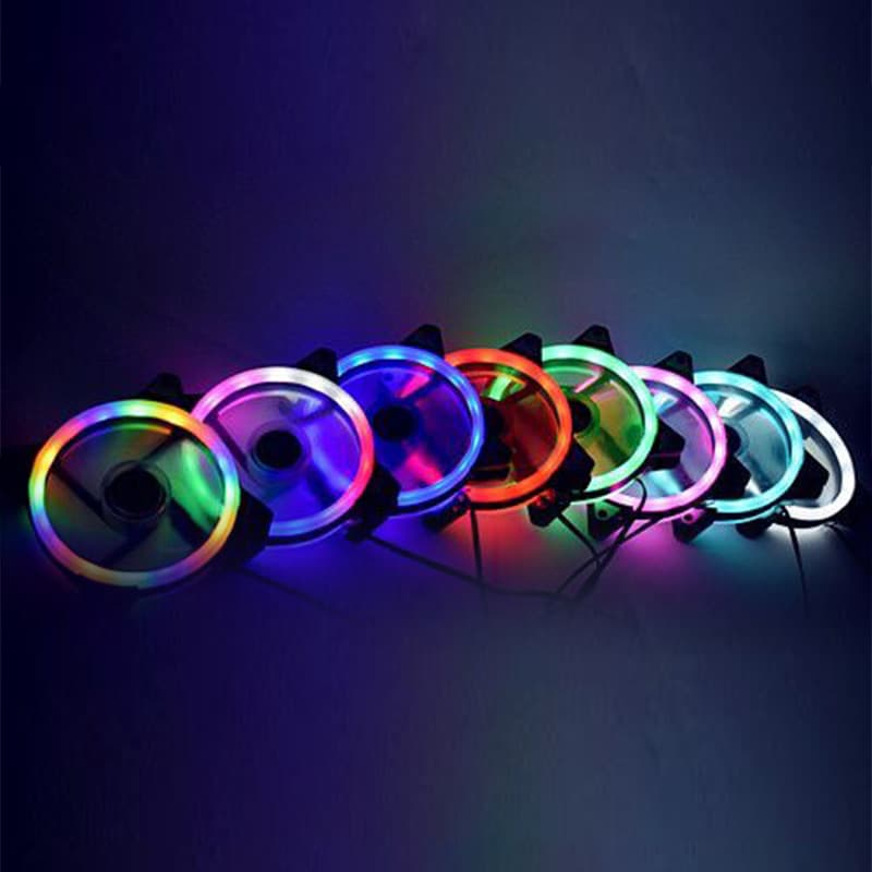 Free shipping RGB Aurora Halo Solar Eclipse Streamer LED 12cm Silent Cooling Computer Case Temperature Controlled Water Cooling Fan