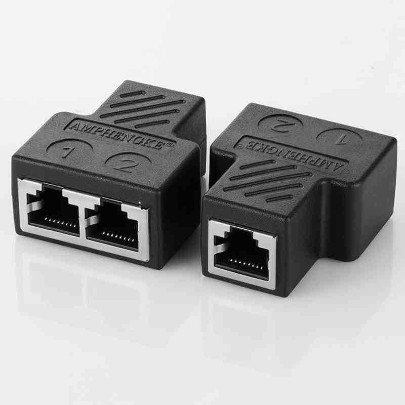 Ethernet One-to-Two Adapter Splitter RJ45 8P8C PC Version Simultaneous Internet and IPTV Broadband T-Splitter