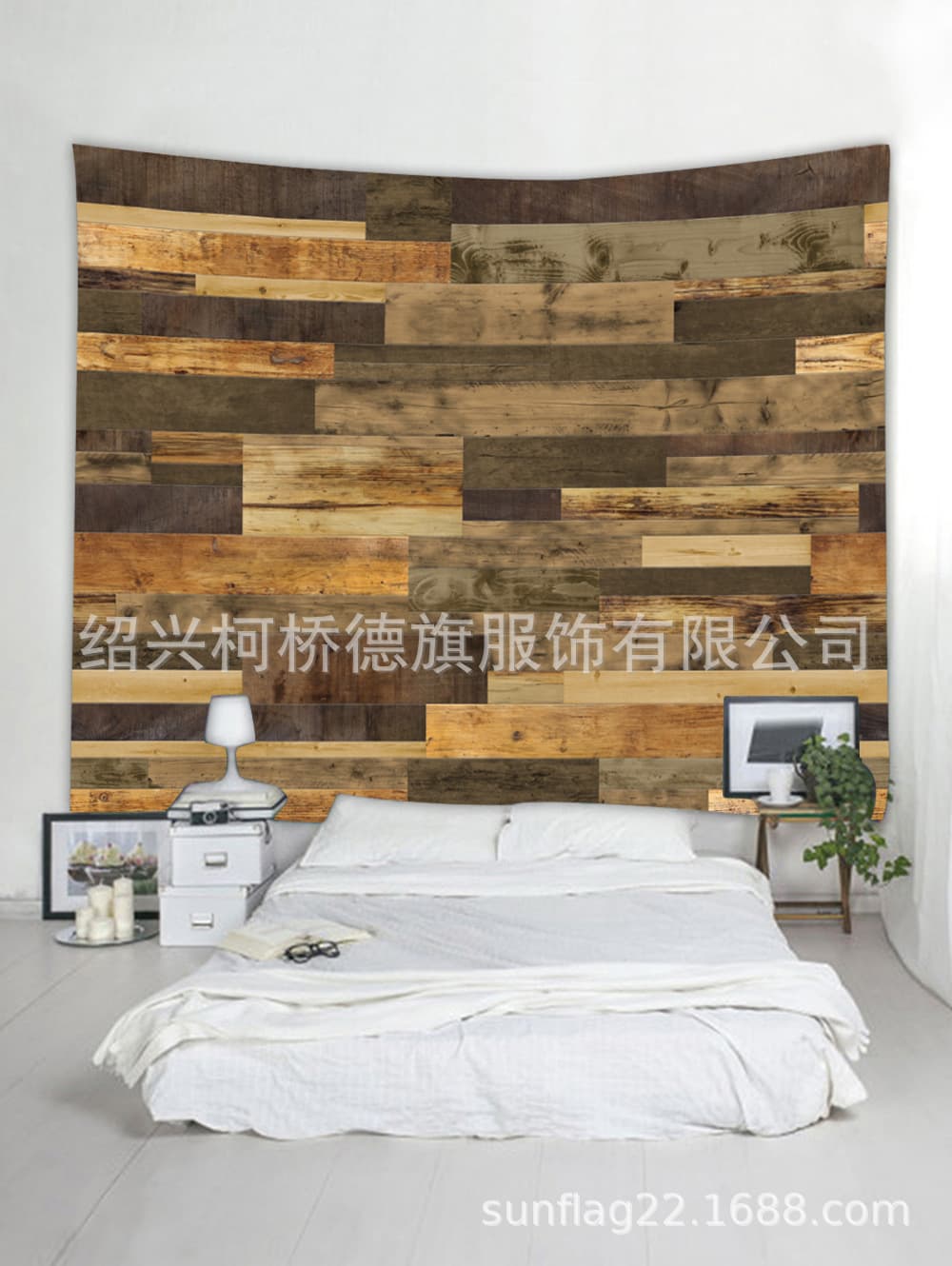 Amazon AliExpress Cross-Border E-commerce Retro Patchwork Wooden Board Print Bedroom Living Room Decorative Tapestry
