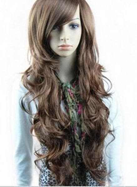 Hot-selling recommendation: Girls' wigs, long curly and fluffy wigs, oblique bangs, non-mainstream wigs for long curly hair