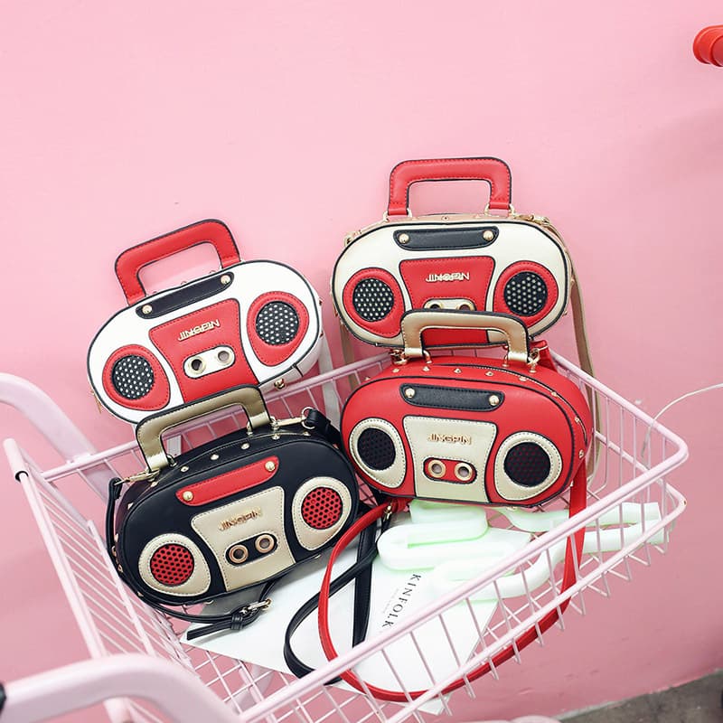 Manufacturer Wholesale European and American Fashion Simulated Radio 3D Shoulder Bag, Quirky Personalized Studded Crossbody Bag for Women