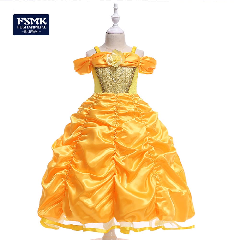 2026 New Export Model Belle Princess Performance Dress, Off-Shoulder Princess Dress, Halloween Girls' Dress