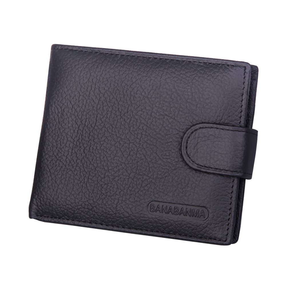 Banabanma Men's Wallet Cowhide Short Retro Zipper Clasp Money Clip New Style Leather Wallet Factory Wholesale