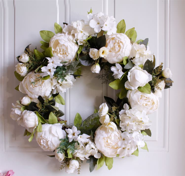 White Peony Wreath Door Hanging Candle Holder Decor Artificial Fake Flowers Amazon Aliexpress Wreath Factory Direct