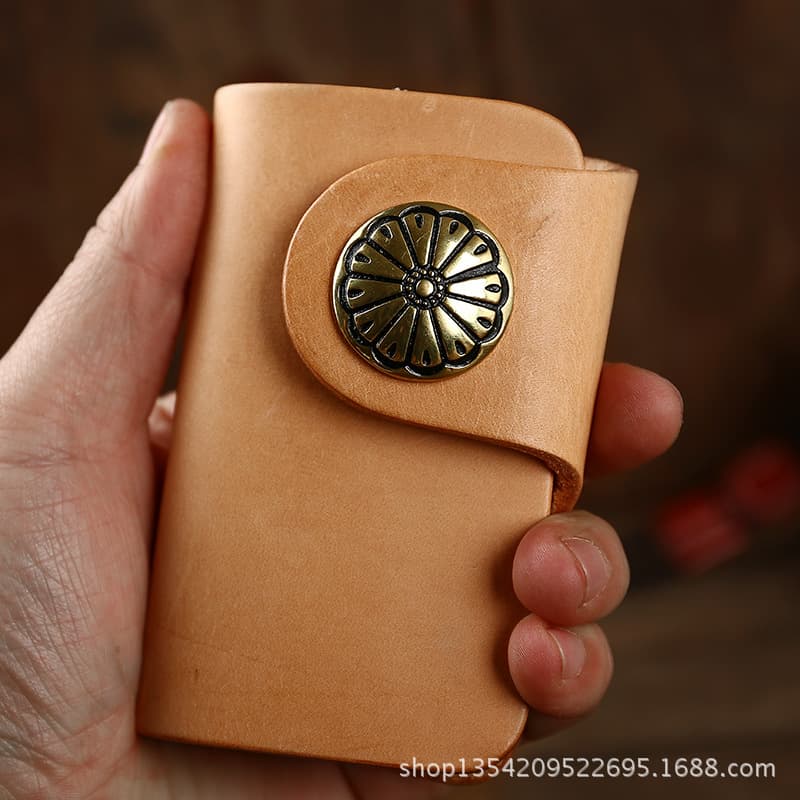 Factory Direct Key Holder Silver Plated Dollar Buckle Vegetable Tanned Leather Heavy Style Japanese