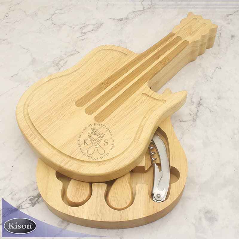 Piano-Shaped Stainless Steel Cheese Knife Set with Rubberwood and Bamboo Inlay Box, Specialized Kitchen Tool for Cutting Cheese and Pizza