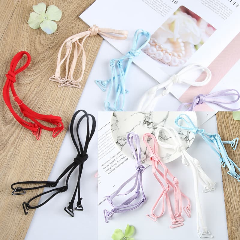 Adjustable Thin Strap Candy-Colored Backless Bra with Invisible Straps, Sexy Off-Shoulder Transparent Strap Bra