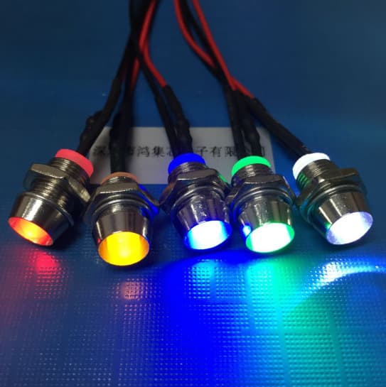 Ultra Bright LED Indicator Light Diode with 8MM Hole Mount Wired Socket 3V/6V/12V/24V Signal Light