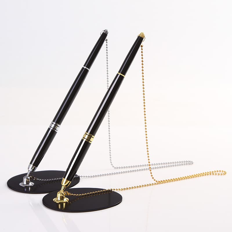 Metal fixed chain desk pen Business office metal chain signature pen Counter advertising gift pen set