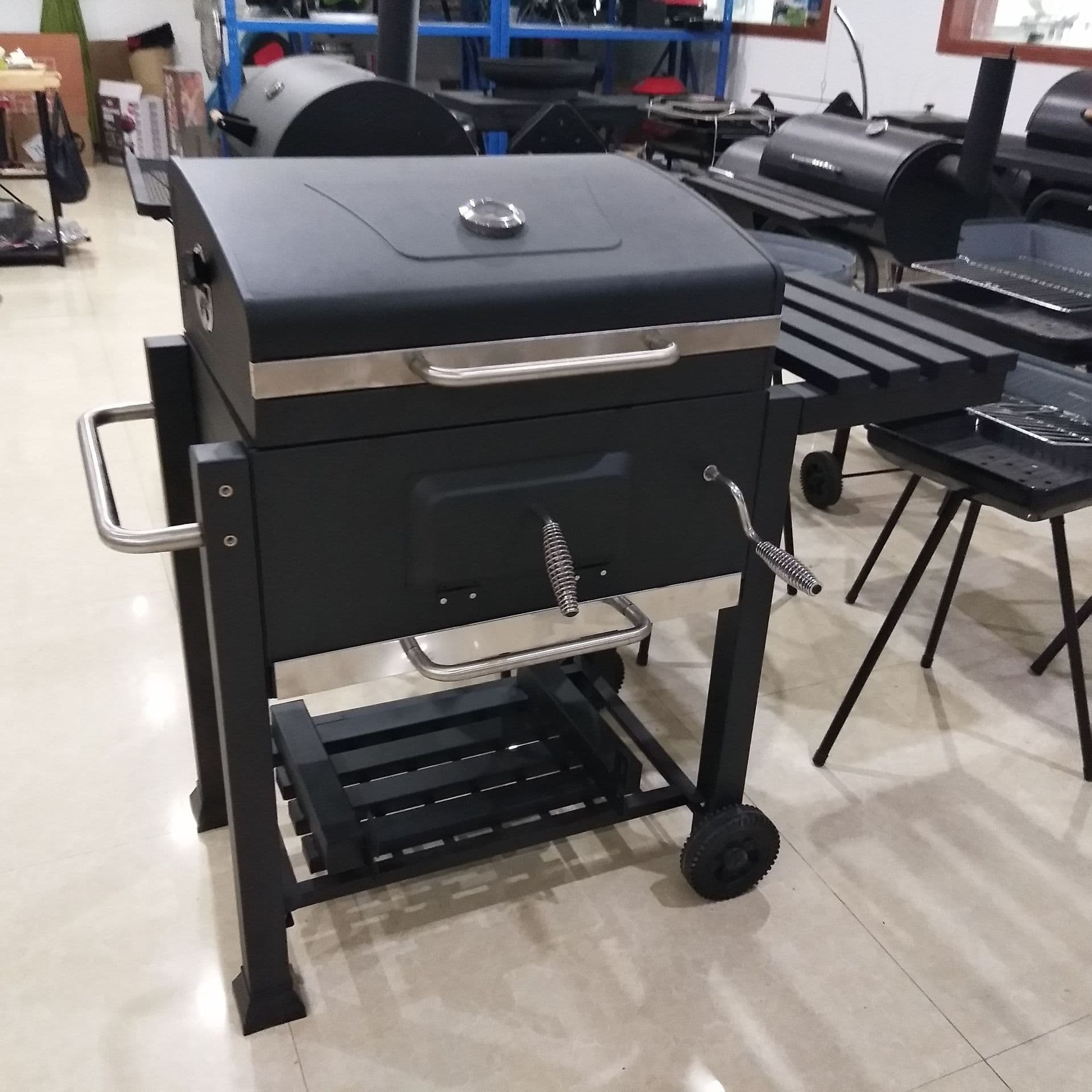Factory Direct Large Eco-Friendly Square BBQ Grill for Courtyard Outdoor Use, High-Capacity Roasting Oven