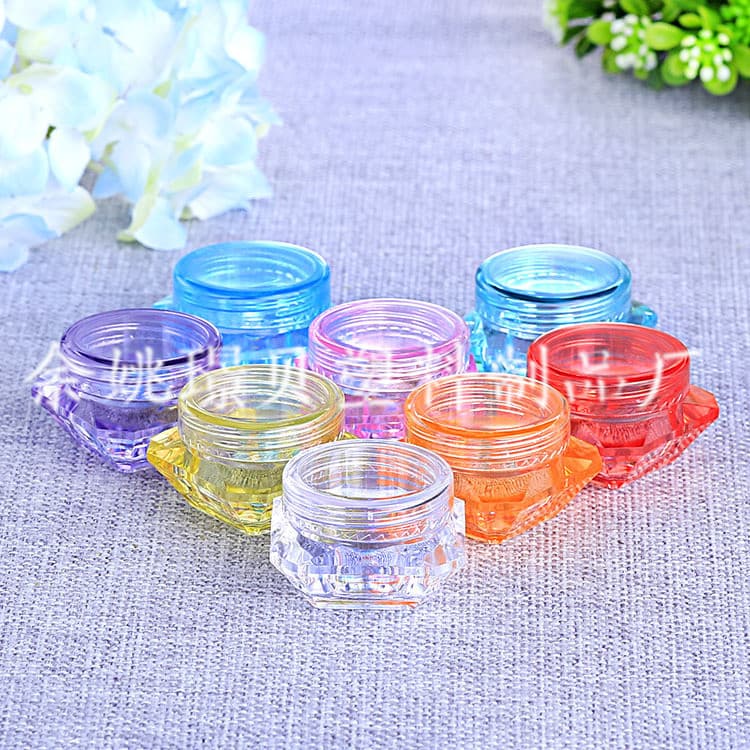 3g glitter powder bottles diamond-shaped cream jars/cosmetic packaging trial samples/cream jars injection molding